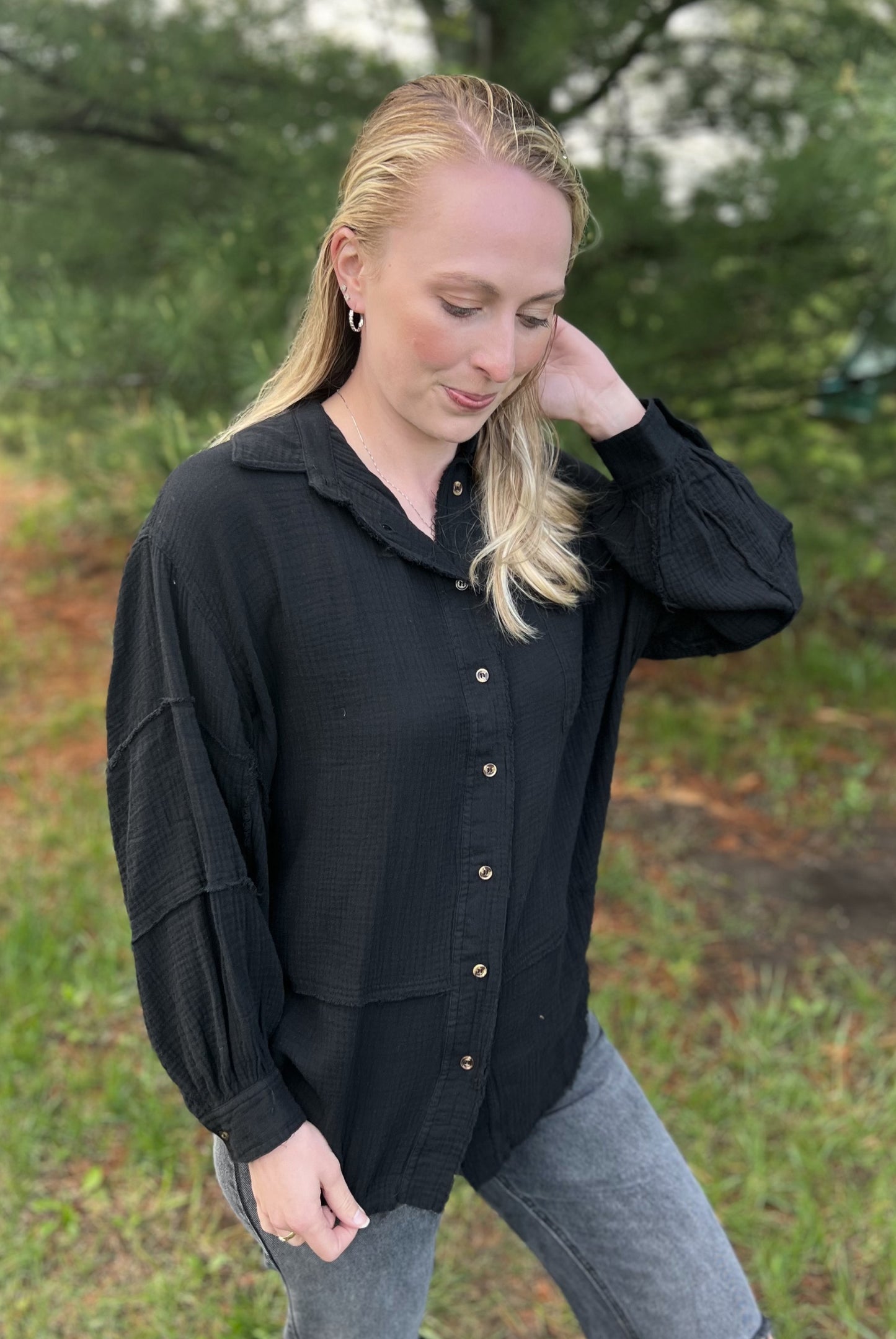 Blake Gauze Botton-Down Top