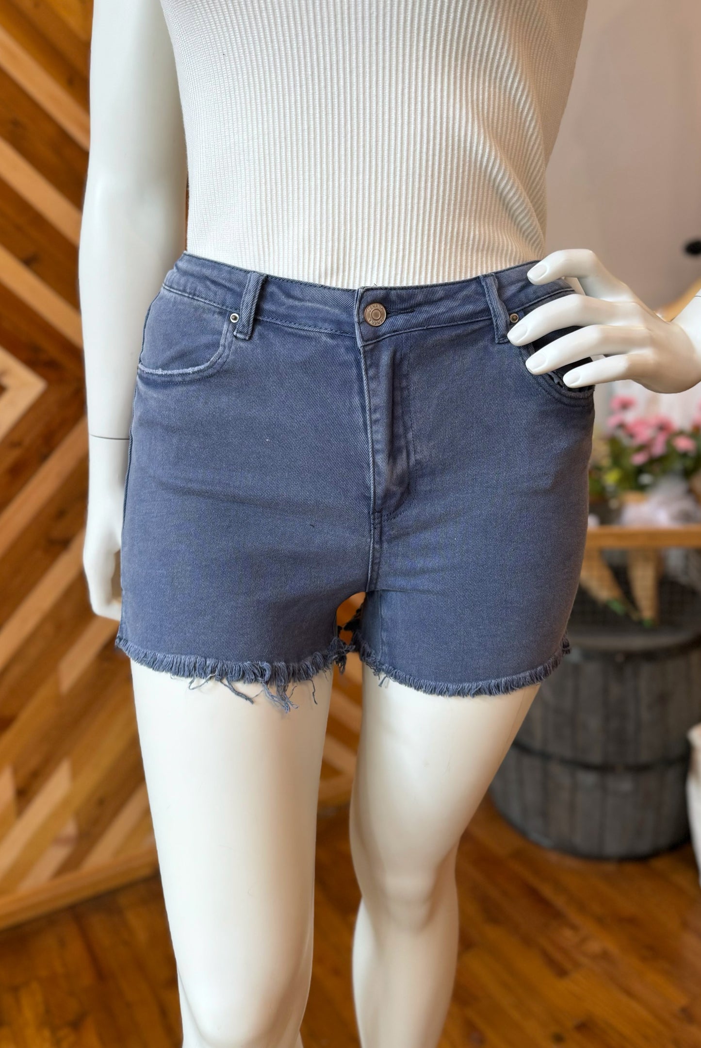 *Zenana* Denim Short Blackberry