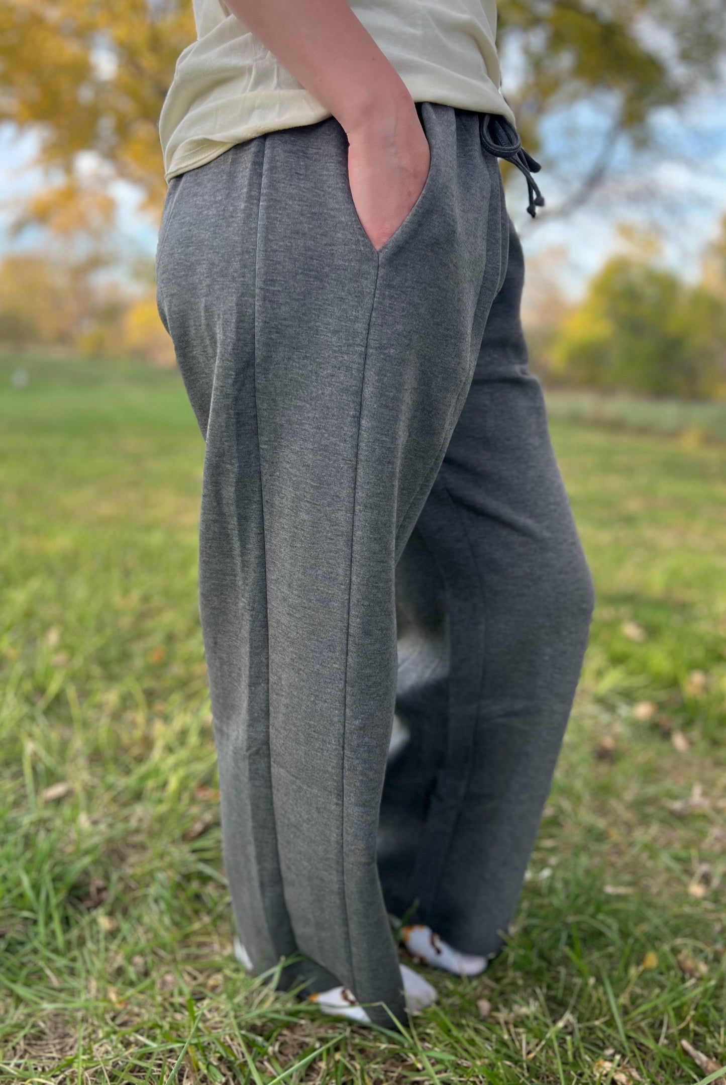 Callie Wide Leg Charcoal Pant