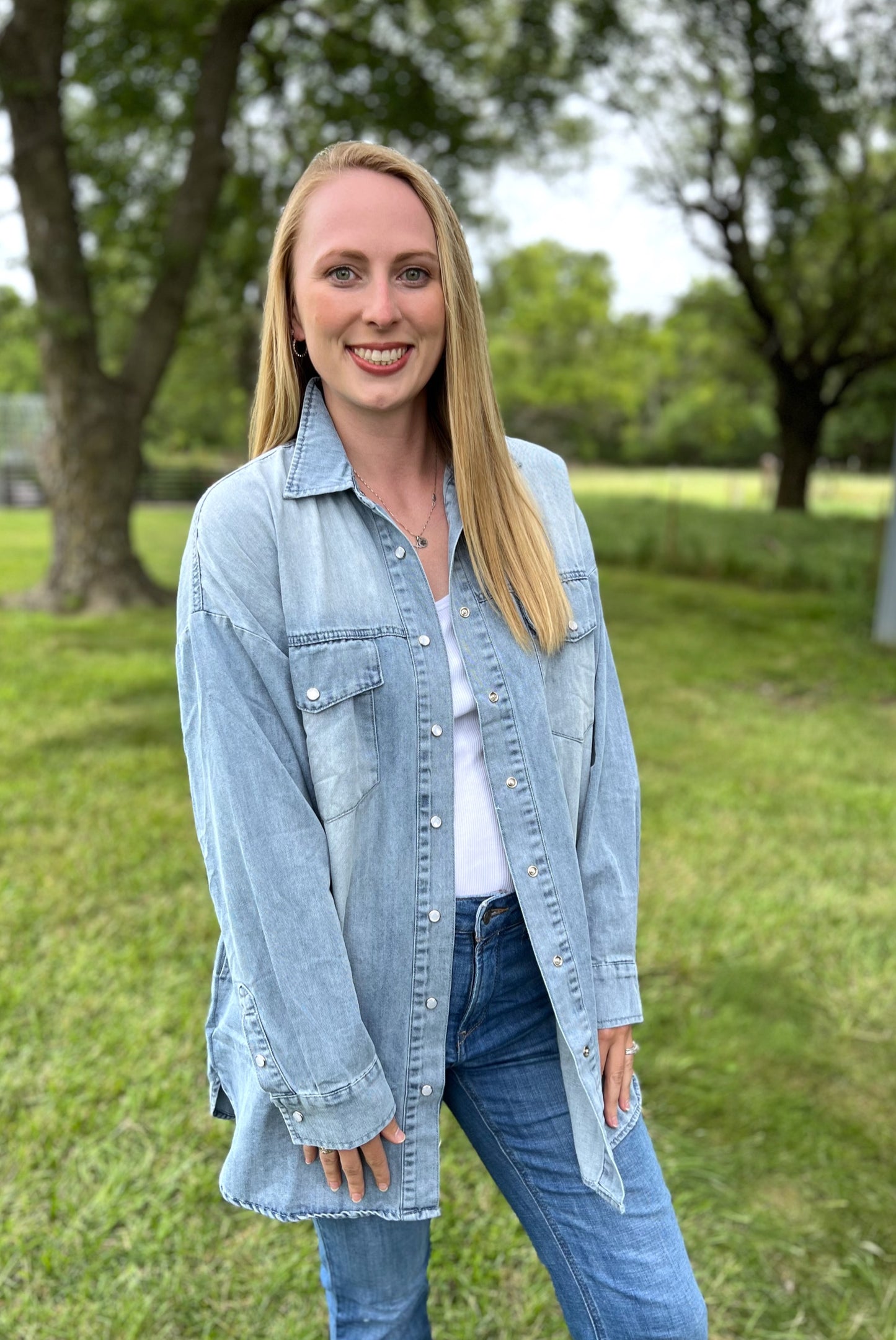 Destiny Washed Denim Top