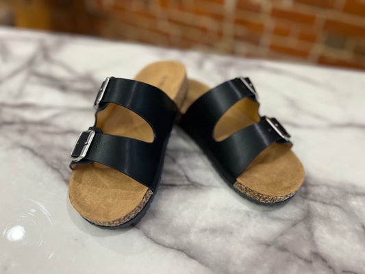 Audrina Double Buckle Sandal - Black