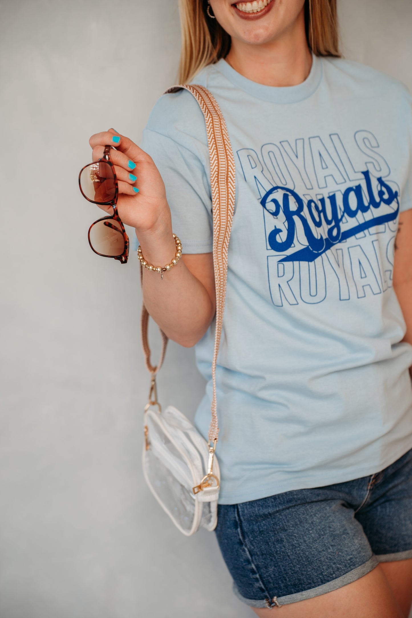 *Whoa Nellie* Royals Light Blue Script Tee