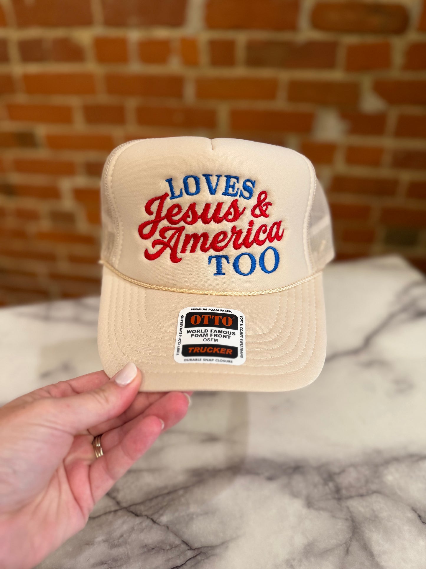 *Whoa Nellie* Tan Jesus & America Hat